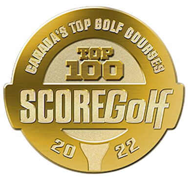 Badge depicting ScoreGolf ranking in Top 100 Courses in Canada.